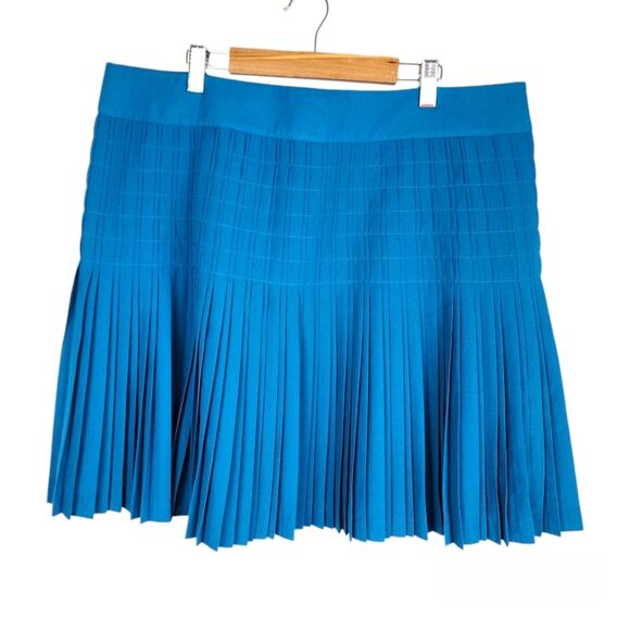J.Crew Factory Pleated Mini Skirt Teal Blue Flare Flowy Zippered Women's Size 14 - Picture 1 of 10